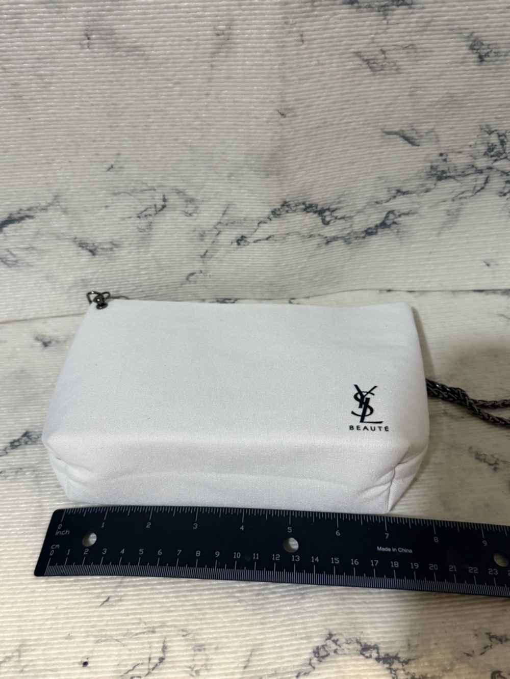 Yves Saint Laurent Beauty Canvas Bag with Chain Crossbody Strap - Picture 14 of 17